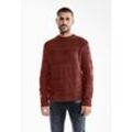 Strickpullover STREET ONE MEN, Herren, Gr. L (52), rot (rusty rot), Web, 60% Baumwolle, 40% Polyacryl, unifarben, casual, normal normal, Rundhals, Langarm Bündchen, Pullover, mit Struktur