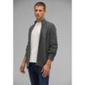 Cardigan STREET ONE MEN, Herren, Gr. L (52), grau (light iron grau), Web, 100% Baumwolle, unifarben, casual, normal normal, ohne Ausschnitt, Langarm Bündchen, Strickjacken, mit Stehkragen