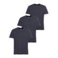 T-Shirt MAN'S WORLD Gr. 52/54 (L), blau (3x marine) Herren Shirts Kurzarm, unifarben, Rundhals, aus Baumwolle, im 3er-Pack