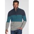 Troyer MAN'S WORLD, Herren, Gr. 4XL (68/70), blau (blau petrol), Strick, Obermaterial: 50% Baumwolle, 50% Polyacryl, colorblocking, casual, normal, amerikanischer Ausschnitt, Langarm Rippstrickbündchen, Pullover, mit Blockstreifen, Topseller