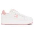 Plateausneaker TOMMY JEANS "TJW FLATFORM ESS" Gr. 42, rosa (weiß, rose) Damen Schuhe Freizeitschuh, Halbschuh, Schnürschuh mit gepolstertem Schaftrand