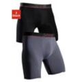 Funktionsboxer H.I.S, Herren, Gr. M, grau (grau, schwarz), Microfaser, Obermaterial: 92% Polyamid, 8% Elasthan, körpernah, Unterhosen, in sportiver Optik mit langem Bein in Microfaser-Qualität