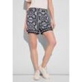 Shorts STREET ONE, Damen, Gr. 36, Kurz, blau (tiefblau), Web, 100% Viskose, bedruckt, casual, loose fit kurz, Hosen, Middle Waist