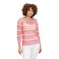 Strickpullover BETTY BARCLAY "Betty Barclay Grobstrick-Pullover mit Streifen", Damen, Gr. 38, pink (patch pink, orange), Strick, Obermaterial: 100% Polyacryl., casual, lässig geschnitten lang, Rundhals, Langarm, Pullover Grobstrickpullover, Ringel