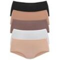 Taillenslip VIVANCE Gr. 32/34, bunt (beige, creme, taupe, schwarz, caramel), Damen, Single Jersey, Obermaterial: 95% Baumwolle, 5% Elasthan, unifarben, Unterhosen, aus elastischer Baumwoll-Qualität