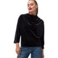 Sweatshirt ZERO "zero Samtshirt mit 3/4 Arm" Gr. 34, schwarz (schwarz beauty), Damen, Jersey, Obermaterial: 95% Polyester, 5% Elastan. Ärmelfutter: ohne Futter., unifarben, Sweatshirts, Falten