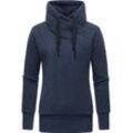 Sweatshirt RAGWEAR "Neska Fleece" Gr. M (38), blau (navy) Damen Sweatshirts modischer Longsleeve Fleecepullover mit hohem Kragen