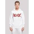 Kapuzenpullover F4NT4STIC "ACDC Rock Band Horns Logo", Herren, Gr. L, weiß, Obermaterial: 50% Baumwolle, 50% Polyester, casual, relaxed fit, Langarm, Pullover, Print