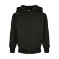 Sweatjacke URBAN CLASSICS "Urban Classics Herren Boys Zip Hoody" Gr. 110/116, schwarz Jungen Sweatjacken