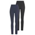 Leggings BOYSEN'S Gr. 48, N-Gr, blau (marine, schwarz), Damen, Jersey, Obermaterial: 95% Baumwolle, 5% Elasthan, unifarben, Hosen, mit Baumwolle NEUE FARBE