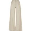 Stoffhose URBAN CLASSICS "Urban Classics Damen Ladies High Linen Mixed Wide Leg Pants" Gr. 27, Normalgrößen, beige (softseagrass) Damen Hosen