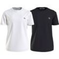 T-Shirt CALVIN KLEIN JEANS "2 PACK MONOLOGO" Gr. XL, schwarz-weiß (hellweiß, ck schwarz) Herren Shirts Logodruck