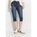 Caprijeans CECIL, Damen, Gr. 25, N-Gr, blau (mid blau used wash), Denim/Jeans, Obermaterial: 67% Baumwolle, 31% Polyester, 2% Elasthan, unifarben, casual, slim fit kniebedeckend, Jeans, mit Stretchanteil