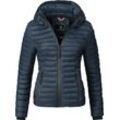 Steppjacke MARIKOO "Samtpfote", Damen, Gr. L (40), blau, Oberstoff: 100% Nylon, Futter: 100% Polyester, Wattierung: 100% Polyester, casual, figurbetont hüftlang, hoch geschlossener Ausschnitt, Jacken, ultraleichte Übergangsjacke mit Kapuze