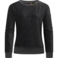 Sweater RAGWEAR "Johanka Velvet", Damen, Gr. S (36), grau (dunkelgrau), Obermaterial: 62% Baumwolle, 35% Polyester, 3% Elasthan, casual, figurumspielend hüftbedeckend, Rundhals, Sweatshirts, Stylischer Damen Pullover in Cord-Optik