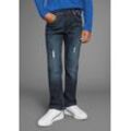 Stretch-Jeans KIDSWORLD "Straight-fit Jeans mit Distroy-Effekten", Jungen, Gr. 152, N-Gr, blau (schwarz denim washed), Denim/Jeans, Obermaterial: 68% Baumwolle, 31% Polyester, 1% Elasthan, Destroyed-Effekte, Basic, straight fit, Jeans, für Jungen