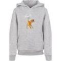 Kapuzenpullover F4NT4STIC "Disney Bambi Schmetterling Tail", Mädchen, Gr. 146/152, grau (erdgrau), Obermaterial: 65% Baumwolle, 35% Polyester, casual, relaxed fit, Pullover, Print