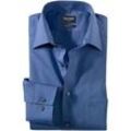 Businesshemd OLYMP "Luxor modern fit" Gr. 44, N-Gr, blau (indigo), Herren, Obermaterial: 100% Baumwolle, Hemden