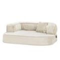 Tierlando ® SHARLEEN VISCO PLUS - Orthopädisches Hundesofa mit kuscheligem Teddystoff creme 1,2 m, 40 cm, 90 cm