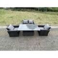 Polyrattan Gartenmöbel Set Einstellbare Höhe Esstisch Sessel Liebe Sofa Sets 4-Sitzer - Fimous