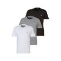 T-Shirt CALVIN KLEIN JEANS "3 PACK MONOLOGO T-SHIRT", Herren, Gr. M, bunt (hellweiß, ck schwarz, grau heather), Single Jersey, Obermaterial: 100% Baumwolle, unifarben, casual, Basic, Rundhals, Kurzarm, Shirts, mit Logodruck