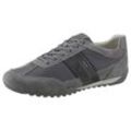 Sneaker GEOX "U WELLS C" Gr. 40, grau (dunkelgrau), Herren, Veloursleder, Textil, Synthetik, Schuhe, Freizeitschuh, Halbschuh, Schnürschuh mit Logoverzierung