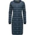 Sweatkleid RAGWEAR "Dassa Aztec" Gr. S (36), Normalgrößen, blau (navy), Damen, 70% Baumwolle, 30% Polyester, Kleider Etuikleid, stylisches Langarmkleid für den Winter