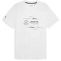 T-Shirt PUMA "Mercedes-AMG Petronas F1 Logo T-Shirt Herren", Herren, Gr. L, weiß, Obermaterial: 100% Baumwolle; Rippe: 20% Polyester, 80% Baumwolle, regular fit, Rundhals, Kurzarm, Shirts