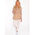 Kaschmirpullover ZWILLINGSHERZ "Hoodie "Leo Print"", Damen, Gr. XL, beige (hellbeige), Feinstrick, Obermaterial: 100% Kaschmir, modisch, A-Linie Po-bedeckend, ohne Ausschnitt, Pullover, mit lockerem Fit und Kapuze