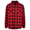 Langarmhemd URBAN CLASSICS "Urban Classics Herren Padded Check Flannel Shirt" Gr. L, US-Größen, schwarz (schwarz, rot) Herren Hemden