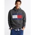 Sweatshirt TOMMY JEANS "TJM RLX MELANGE FLAG HOODIE" Gr. L, grau (new charcoal melange) Herren Sweatshirts mit bedruckten Markenlogo auf Brusthöhe