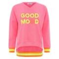 Sweatshirt ZWILLINGSHERZ "Dana" Gr. LXL, pink, Damen, Sweatware, Obermaterial: 50% Baumwolle, 50% Polyester, unifarben mit Farbeinsätzen, Sweatshirts, mit "Good Mood"-Schriftzug und neonfarbenen Bündchen