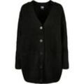 Strickjacke URBAN CLASSICS "Urban Classics Damen Ladies Chunky Fluffy Knit Cardigan" Gr. L, schwarz Damen Strickjacken