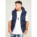 Steppweste BEHYPE "MGLROLLIN" Gr. XL, blau (dunkelblau), Herren, 100% Polyester, Westen, mit Kapuze