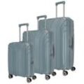 Trolleyset TRAVELITE "ELVAA S/M/L", blau (blaugrau), Polypropylen, unifarben, Koffer-Sets, Kofferset Reisegepäck Reisekoffer Hartschalenkoffer TSA Schloss