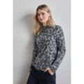 Langarmshirt STREET ONE Gr. 38, echo grau Damen Shirts mit Leo-Muster