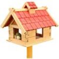 Melko 44CM Vogelhaus Rot Vogelfutterhaus Futterhaus Holz Vogelvilla Vogelhäuschen