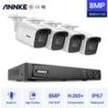 Annke 8CH 4K Ultra hd PoE Netzwerk Video-Sicherheitssystem 8MP Bullet poe Kameras Audioaufnahme - ohne Festplatte