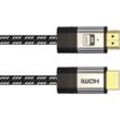 HQ-Power Premium HDMI High Speed 2.0 Kabel, für optimale Seh- und Hörerfahrung, mit vergoldetem Anschluss, aus geflochtenem Textil, dreifacher