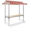 Professional Marktstand rot-weiß, feuerbeständige PVC Plane, Fichtenholz, 200x151x232cm (BxTxH)