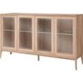 Sideboard HOME AFFAIRE "Koda", beige (natur), B:177,7cm H:100,5cm T:41,5cm, Sideboards, inklusive Beleuchtung, Glasböden verstellbar