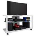 VCM Holz TV Lowboard Rollen Fernsehschrank mobil Rack Konsole Möbel Fernsehtisch Fernseh Phono Glas Folas L