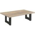 Couchtisch MÄUSBACHER, schwarz (schwarzstahl, eiche sägerau, schwarzstahl, eiche sägerau), B:120cm H:47cm T:70cm, Tische, Couchtisch Eckige Couchtische Holz-Couchtische, U-Gestell