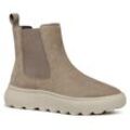 Chelseaboots GEOX "D SPHERICA EC4.1 A", Damen, Gr. 37, grau (taupe, braun), Veloursleder, Textil, casual, Schuhe, Plateau Boot, Chunky Boot, Winterboot mit Nachhaltigkeitssiegel LWG