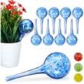 10 x Bewässerungskugel im Set, dosierte Bewässerung Pflanzen u. Blumen, Gießhilfe Büro, Urlaub, ø 6 cm, Glas, blau