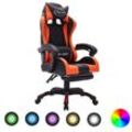 Vidaxl - Gaming-Stuhl mit rgb LED-Leuchten Orange und Schwarz Kunstleder