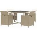 5-tlg. Garten-Essgruppe mit Kissen Poly Rattan Beige Vidaxl