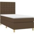 Boxspringbett mit Matratze & led Dunkelbraun 90x200 cm Stoff Vidaxl