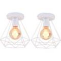 Axhup - Deckenleuchte Vintage Industri Diamant Deckenlampe mit Ø20cm Käfig Semi-Flush Mount Eisen Licht E27 Lampenfassung für Esszimmer Schlafzimmer