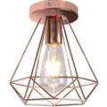 Axhup - Deckenleuchte Vintage Industri Diamant Deckenlampe mit Ø20cm Käfig Semi-Flush Mount Eisen Licht E27 Lampenfassung für Esszimmer Schlafzimmer